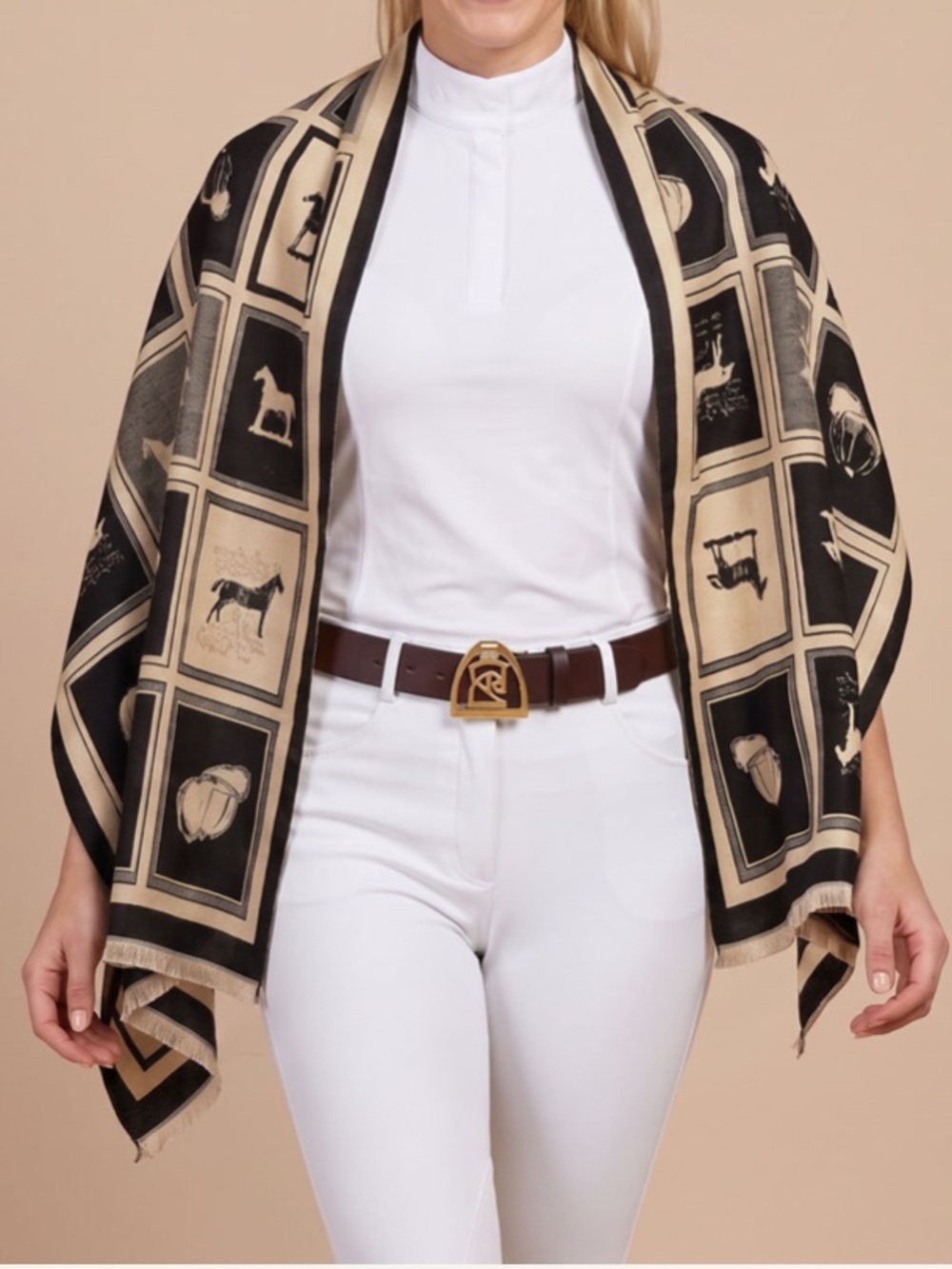 S.P. Rhodes 🆕 Equestrian Individual Turnout Equestrian Print Shawl Scarf Throw